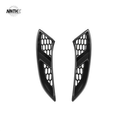 Gloss black honeycomb mesh fog light surround trims, left and right, for Land Cruiser Prado LC250