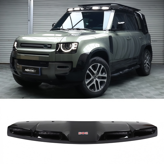Carbon fiber housing LED roof light bar for Defender L663 90/110/130, installed view