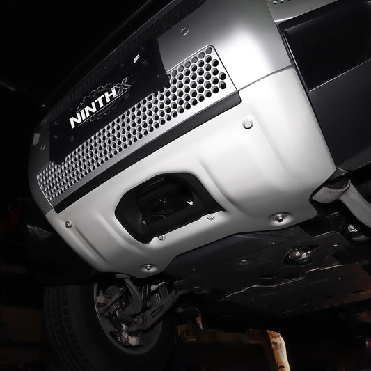 5mm aluminum front skid plate sump guard for Defender L663 90/110/130, installed view