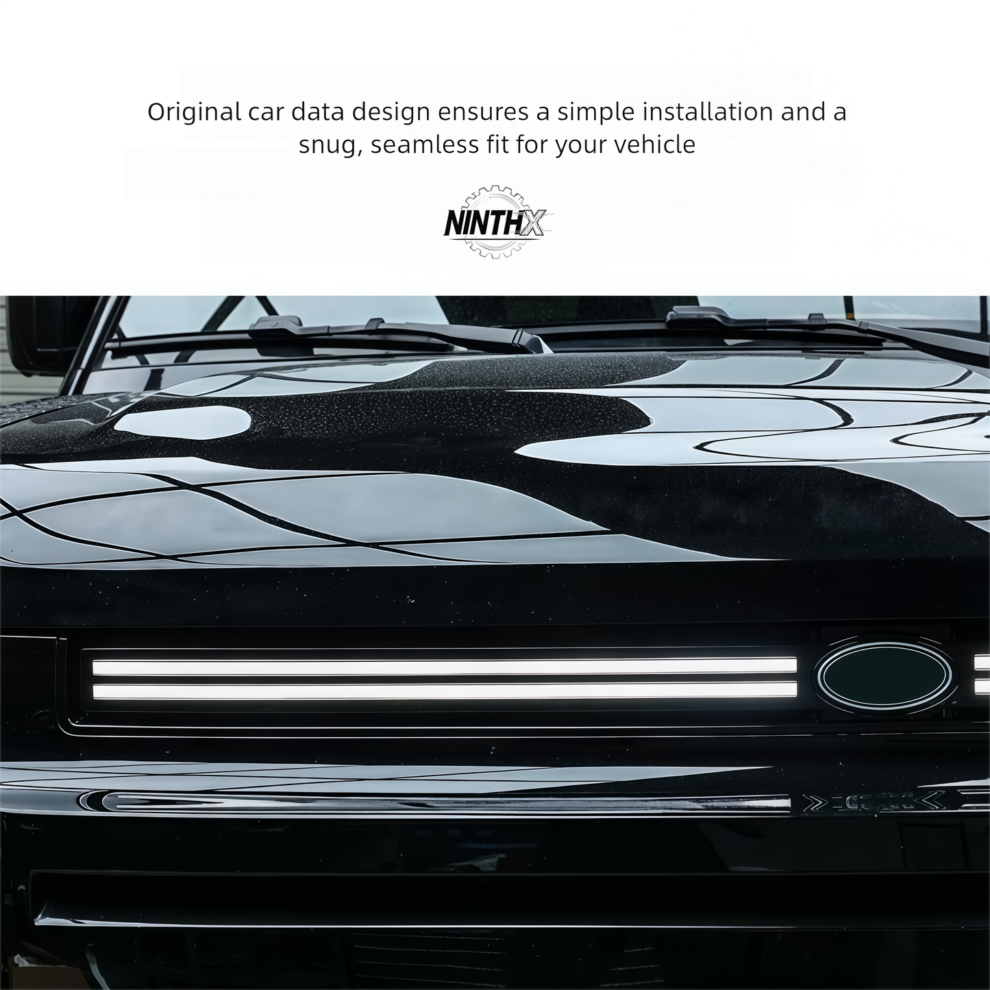 Backlit gloss-black grille upgrade kit, side profile