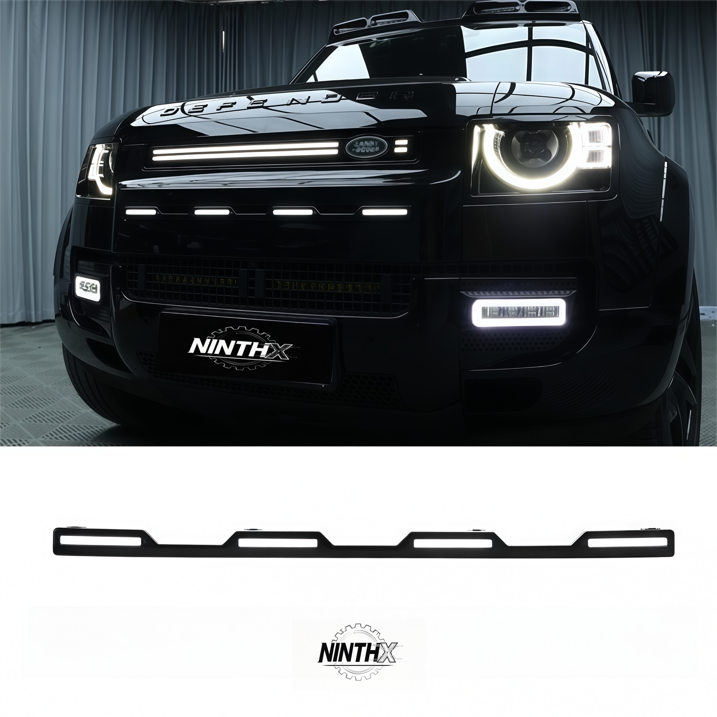 Raptor-style grille marker lights fits Defender L663 90/110/130, fitment view