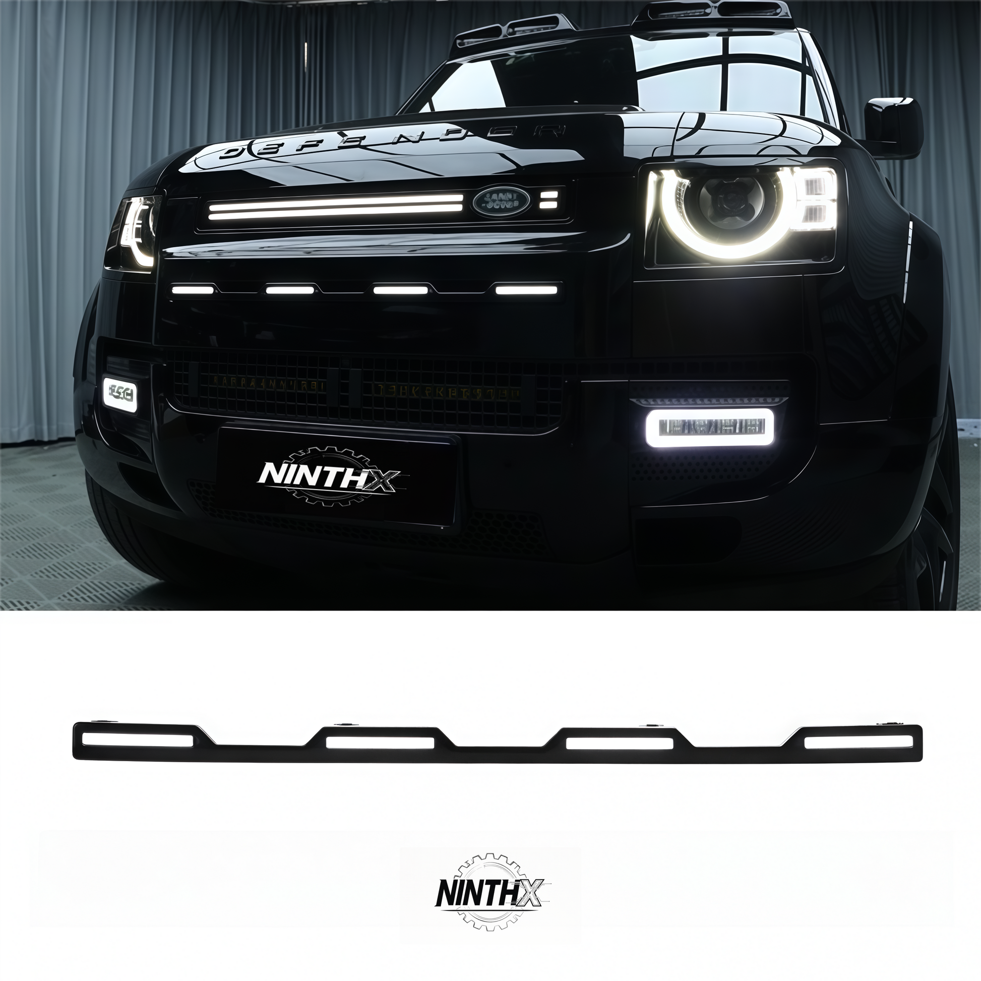 Raptor-style grille marker lights fits Defender L663 90/110/130, fitment view