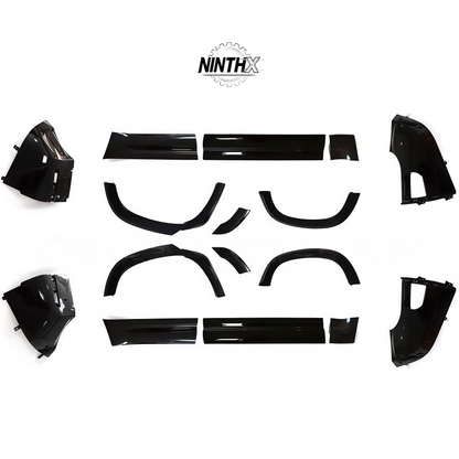 Bolt-on lower body cladding kit installed on Defender L663 90/110/130, close-up