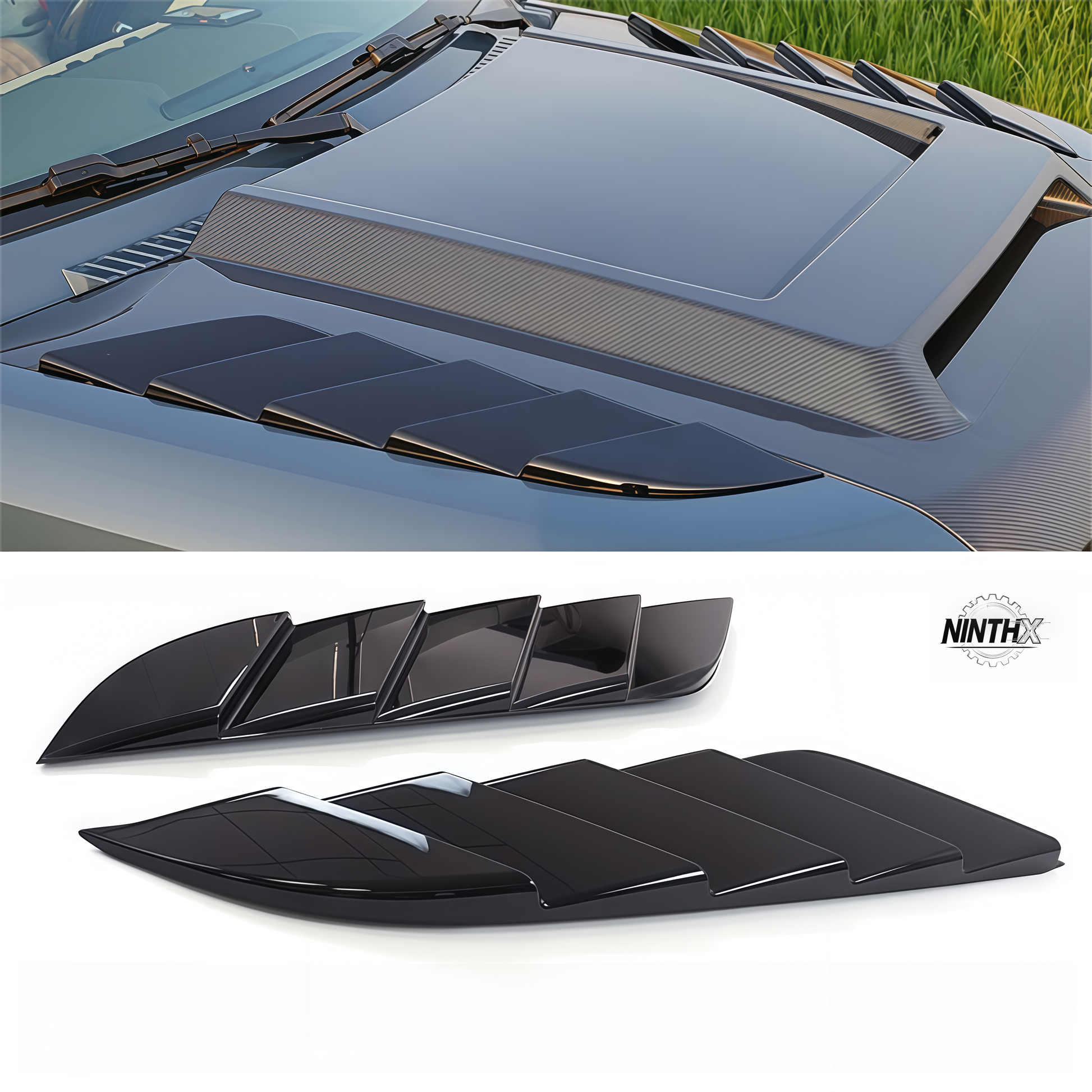 Angel Wings hood side decorative plates for Defender L663 90/110/130, installed view