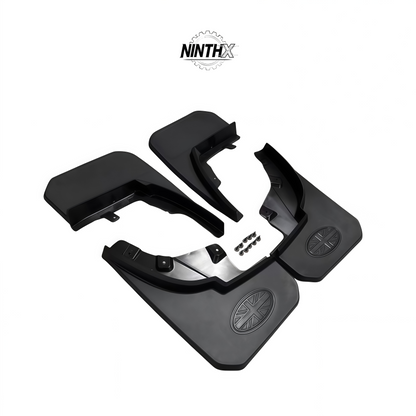 Direct-fit front and rear mud flap kit, rear angle view