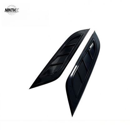 Direct-fit hood air scoop accent trim, front angle view