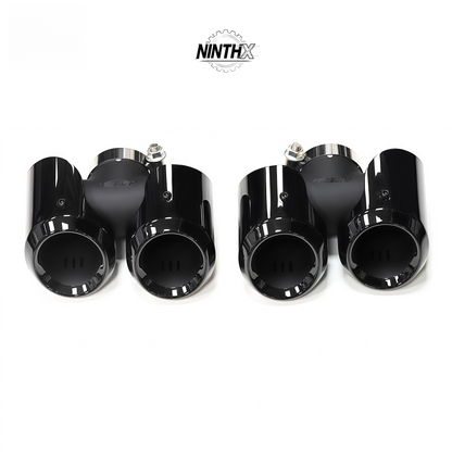 Round and square bezel exhaust tips, finish detail