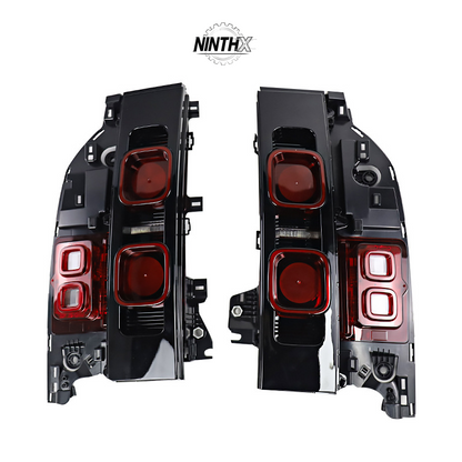 Dynamic sequential turn signal smoked taillights fits Defender L663 90/110/130, fitment view