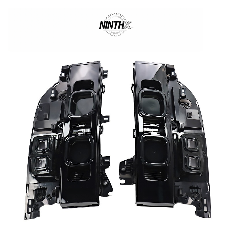 Aggressive stealth dark rear brake lamps, close-up detail