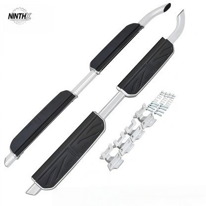 Anti-slip aluminum running boards, close-up detail