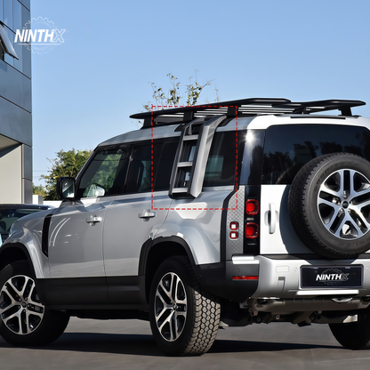 No-drill aluminum overlanding ladder, accessory detail