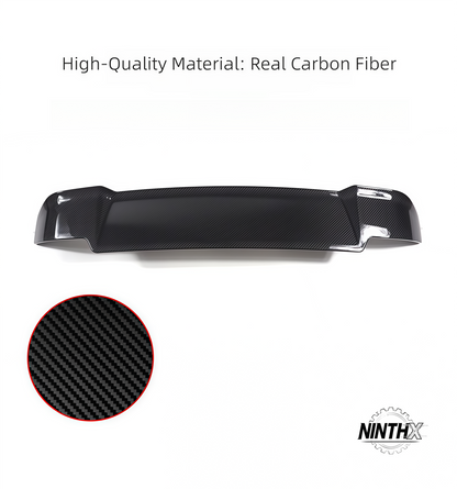 Sport-style carbon fiber tailgate top wing, side profile