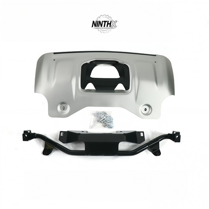 Stone-chip resistant Defender sump guard, detail view