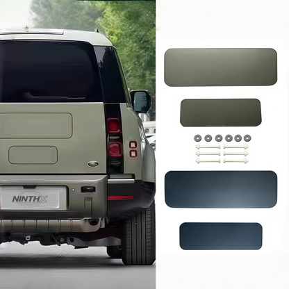 Stealth gloss-black spare tire lid panel, finish detail