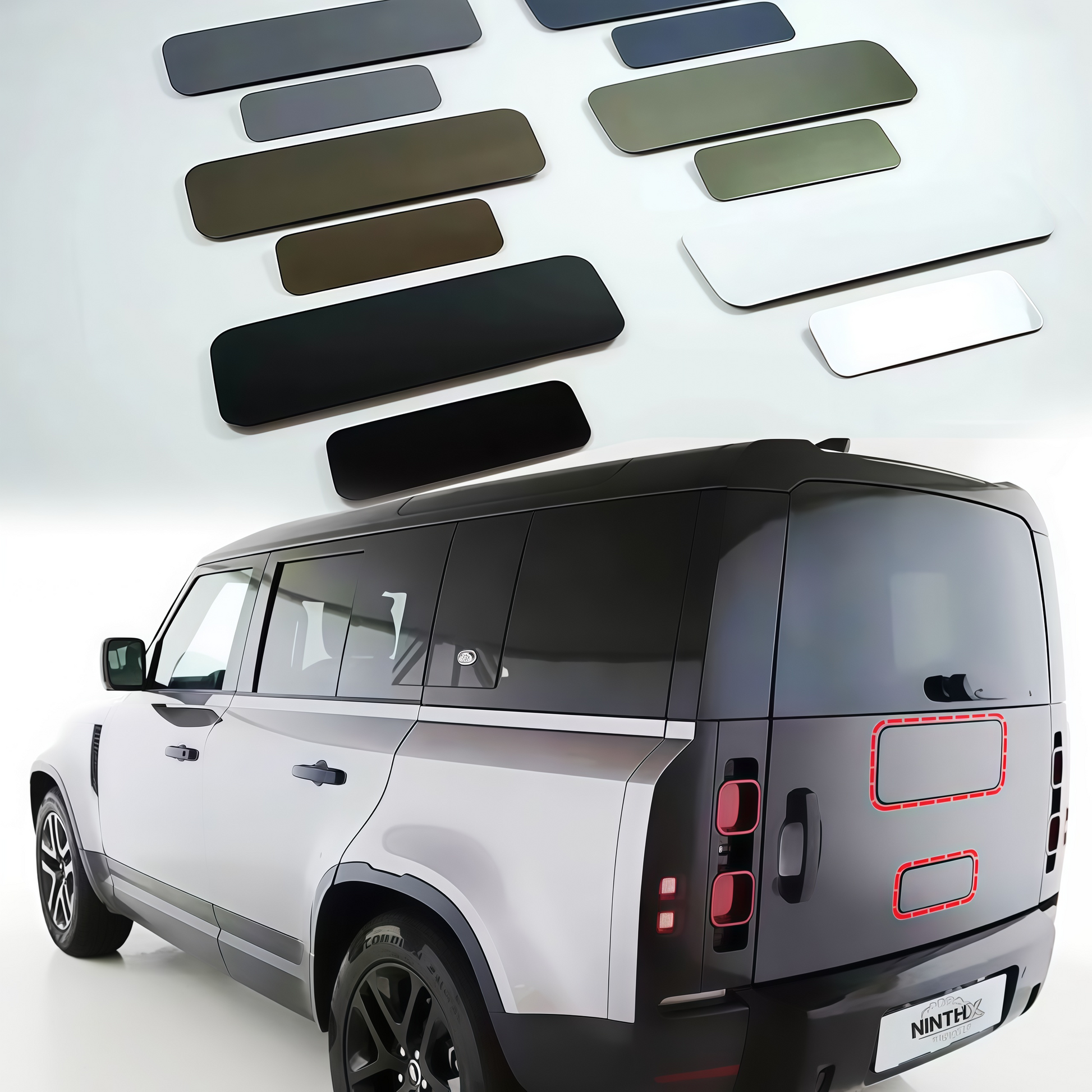 Direct clip-on Defender spare wheel cover, detail view