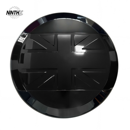 Union Jack hard-shell spare tire cover for Defender L663 90/110/130, installed view