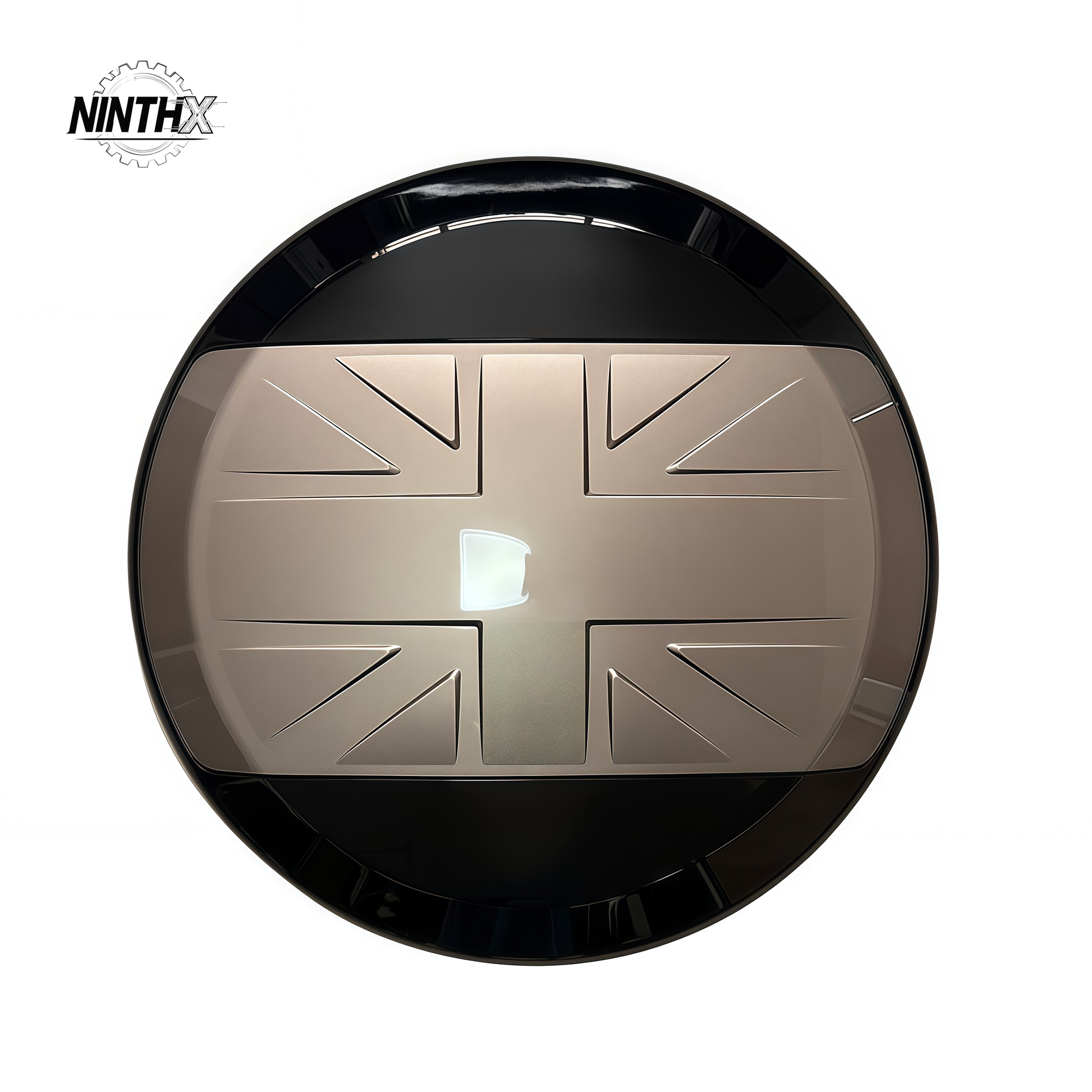 Direct-fit Union Jack spare wheel cover, side detail view