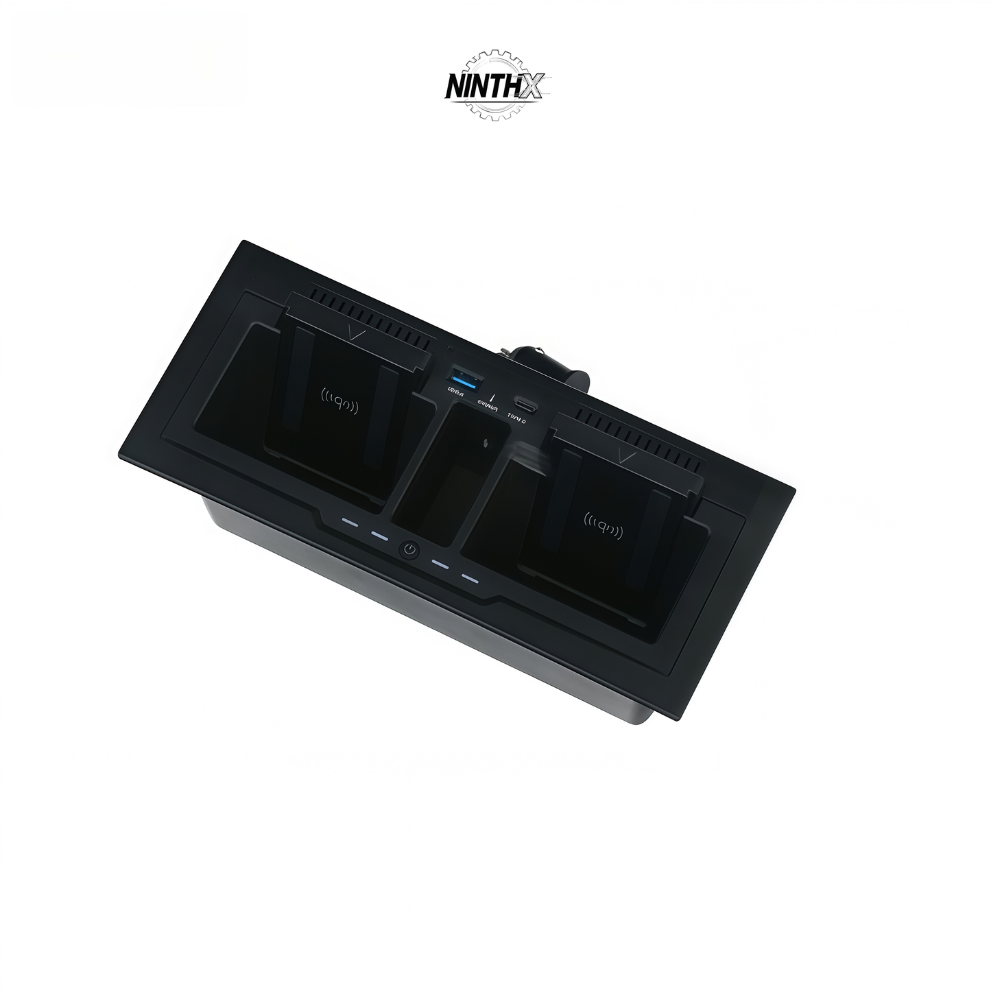 Plug-and-play interior phone charging pad fits Defender L663 90/110/130, fitment view