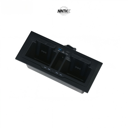 Plug-and-play interior phone charging pad fits Defender L663 90/110/130, fitment view