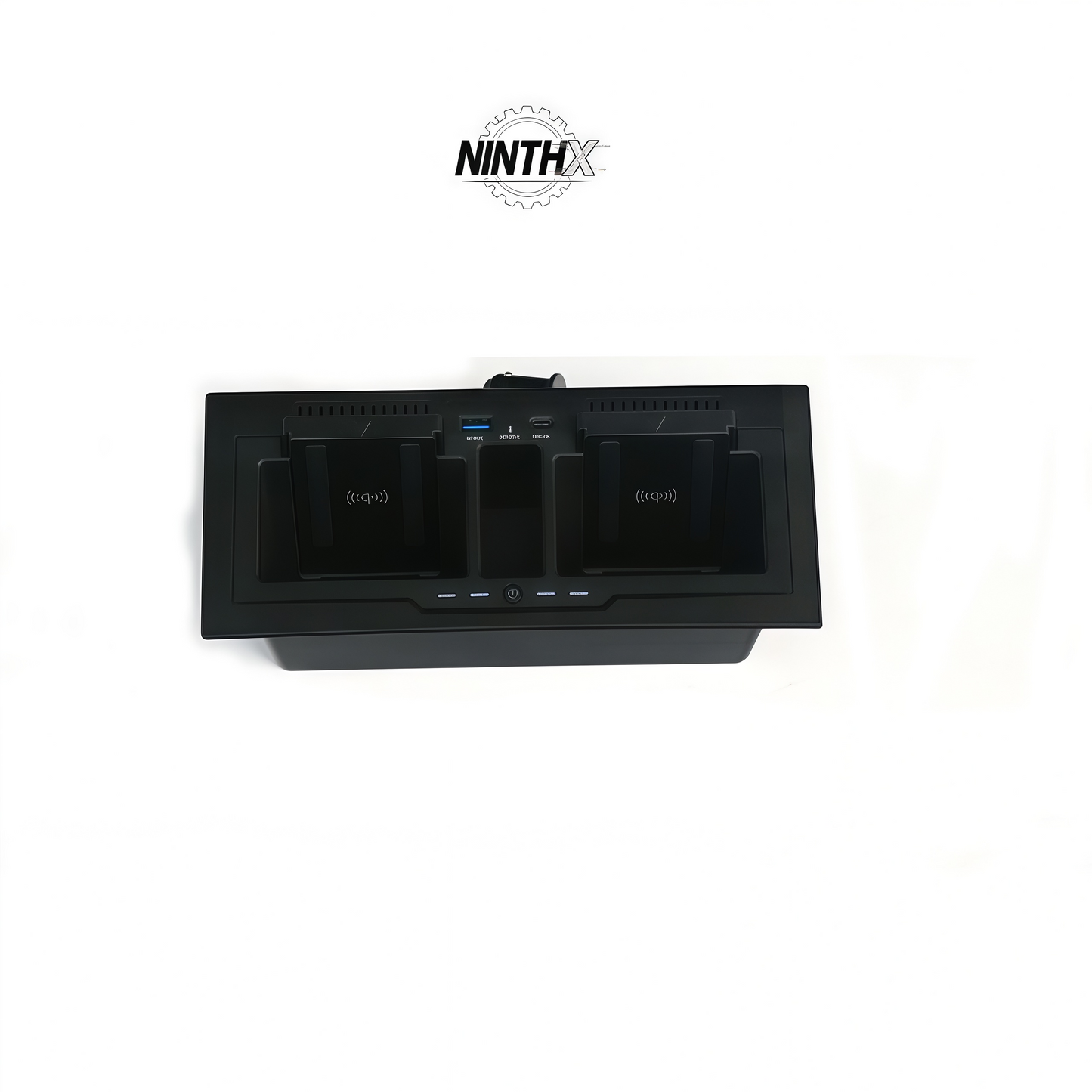 OEM-style center console organizer charger, side profile