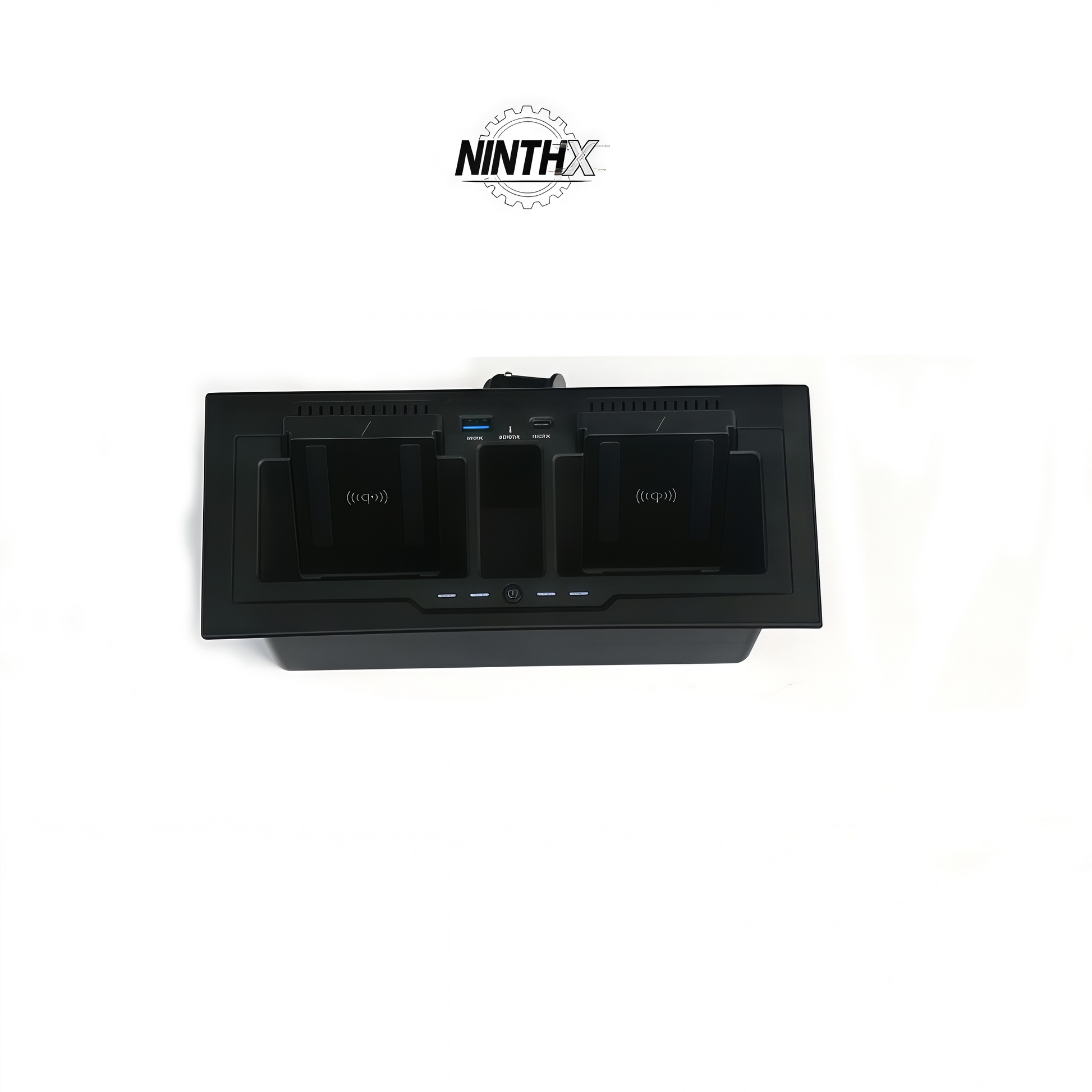 OEM-style center console organizer charger, side profile
