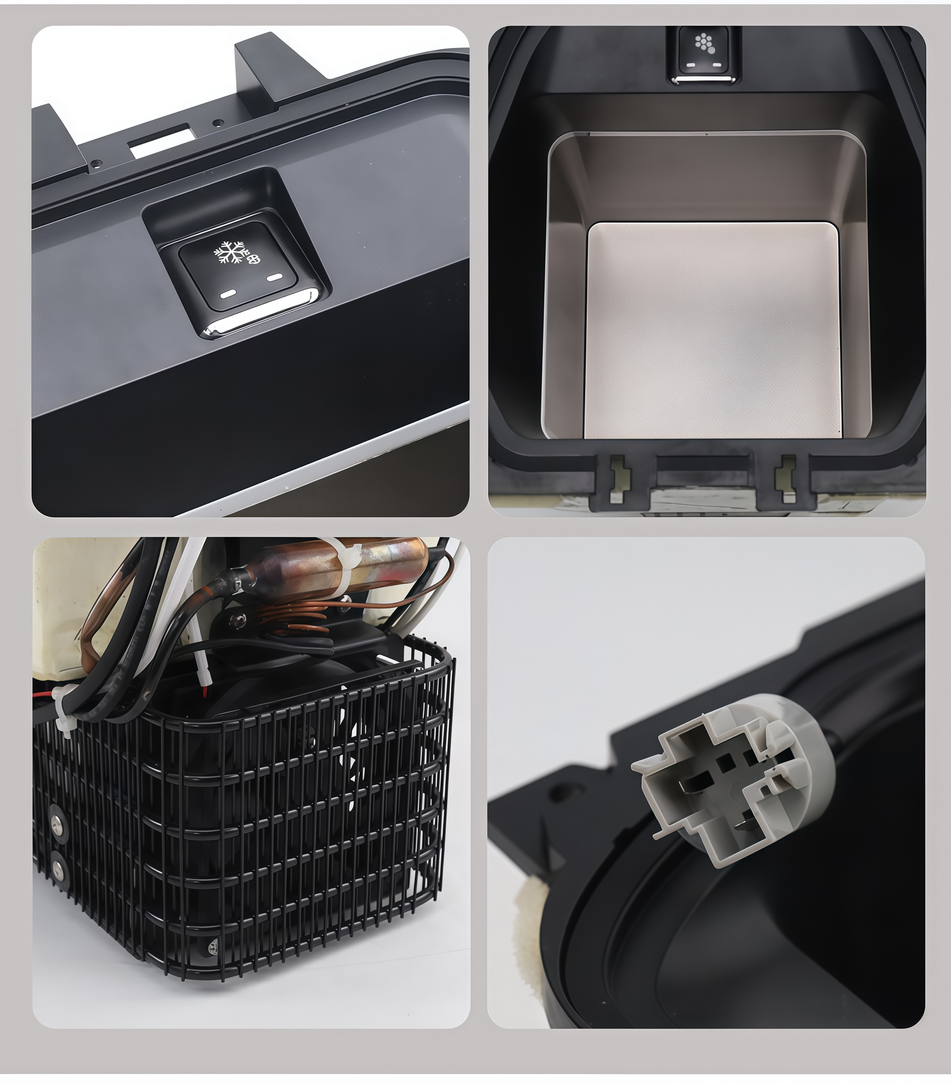 Anti-vibration heavy-duty car fridge, side profile