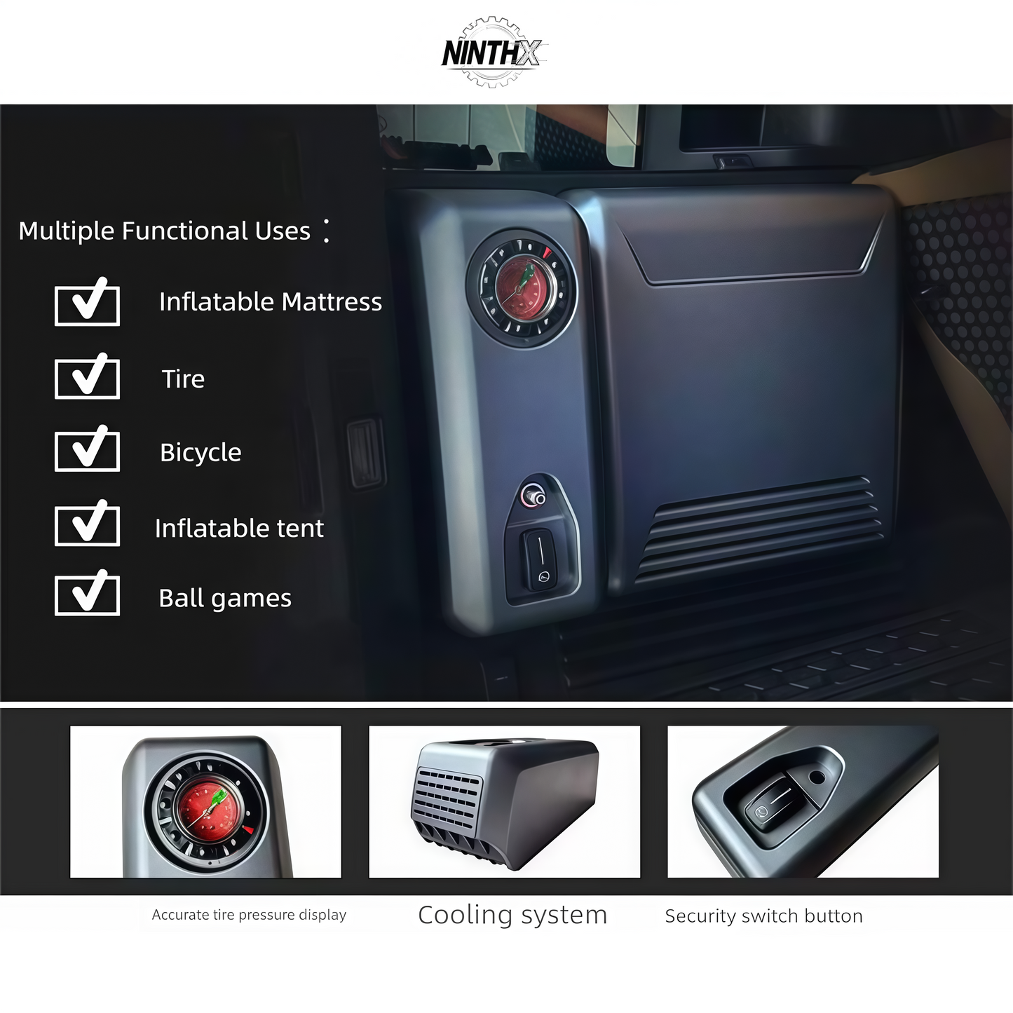 Essential overlanding built-in air compressor, finish detail