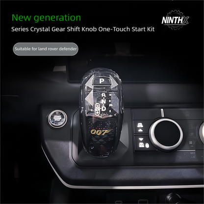 Plug-and-play interior crystal gear knob, rear angle view