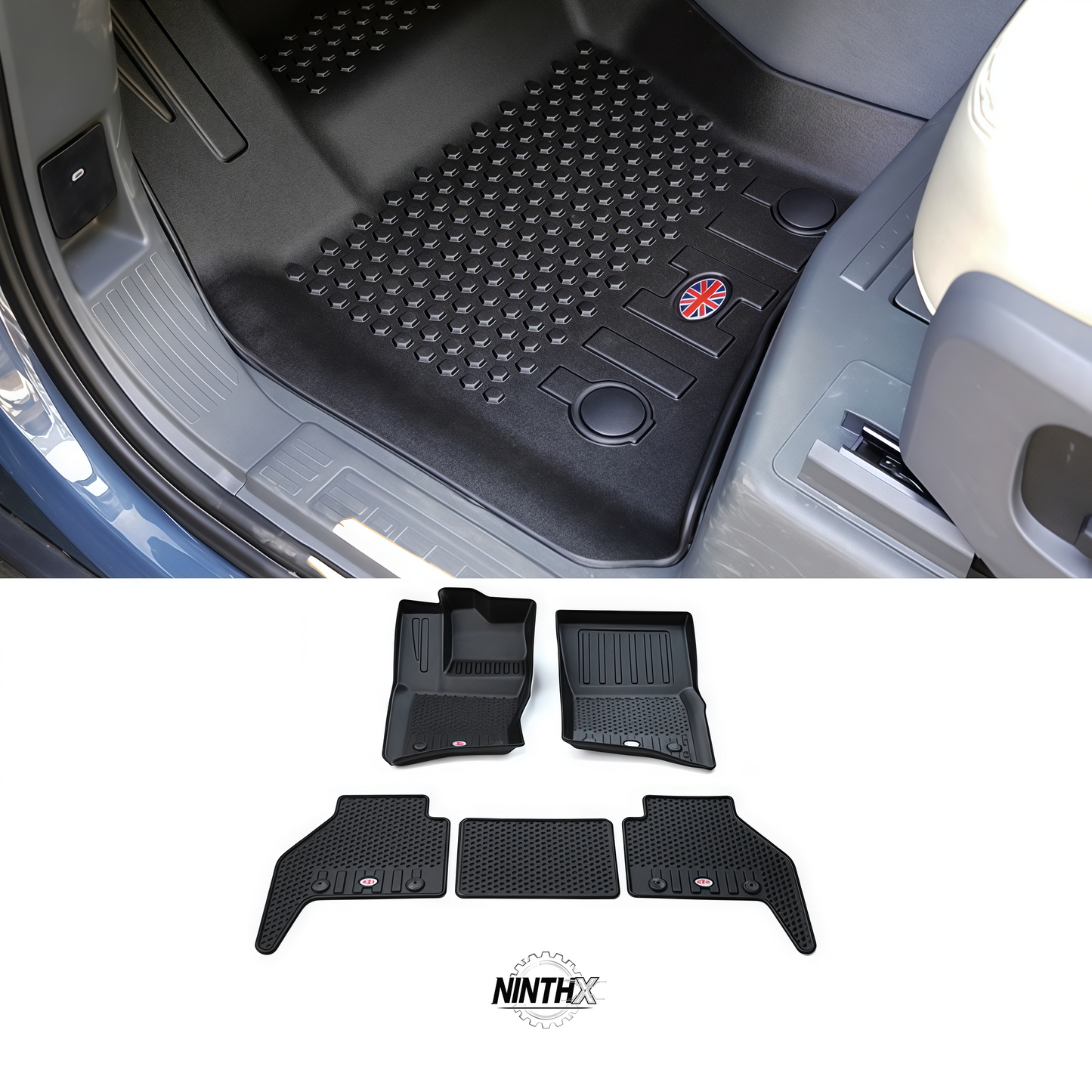 3D laser-scanned all-weather floor mats, rear angle view