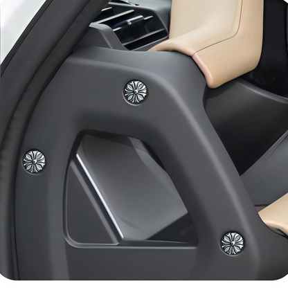 Clean-look interior trim screw covers, front angle view