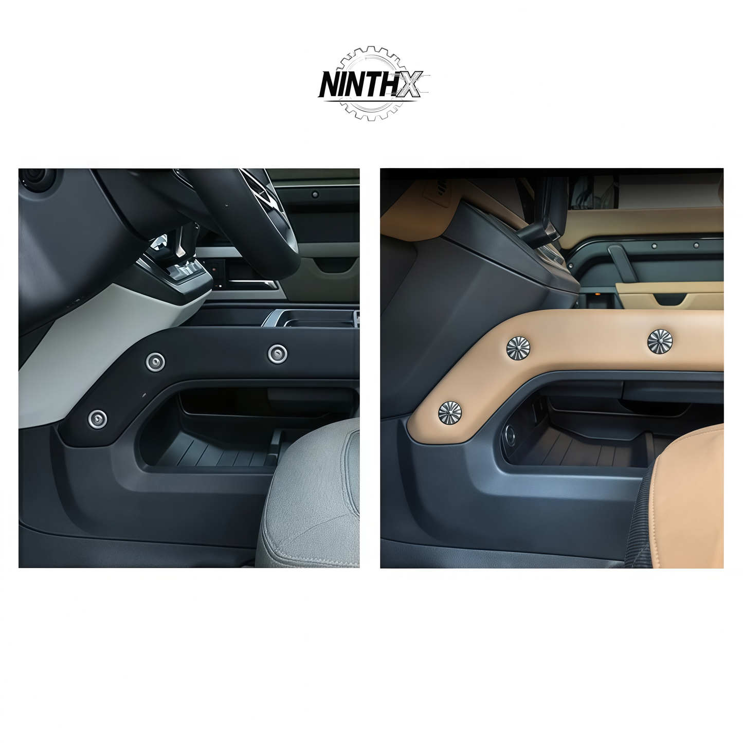 Door-panel bolt protector caps for Defender L663 90/110/130, full kit view