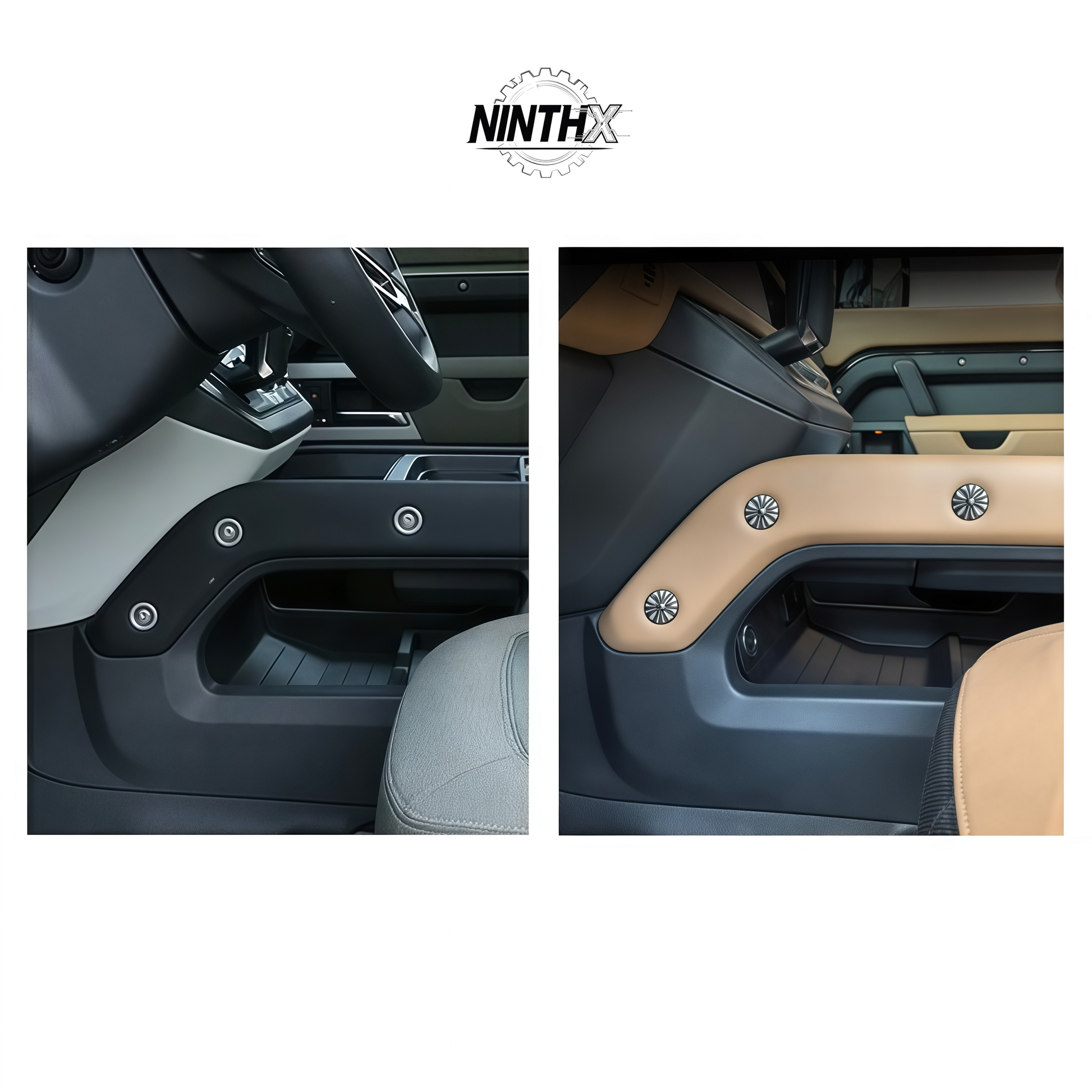 Door-panel bolt protector caps for Defender L663 90/110/130, full kit view