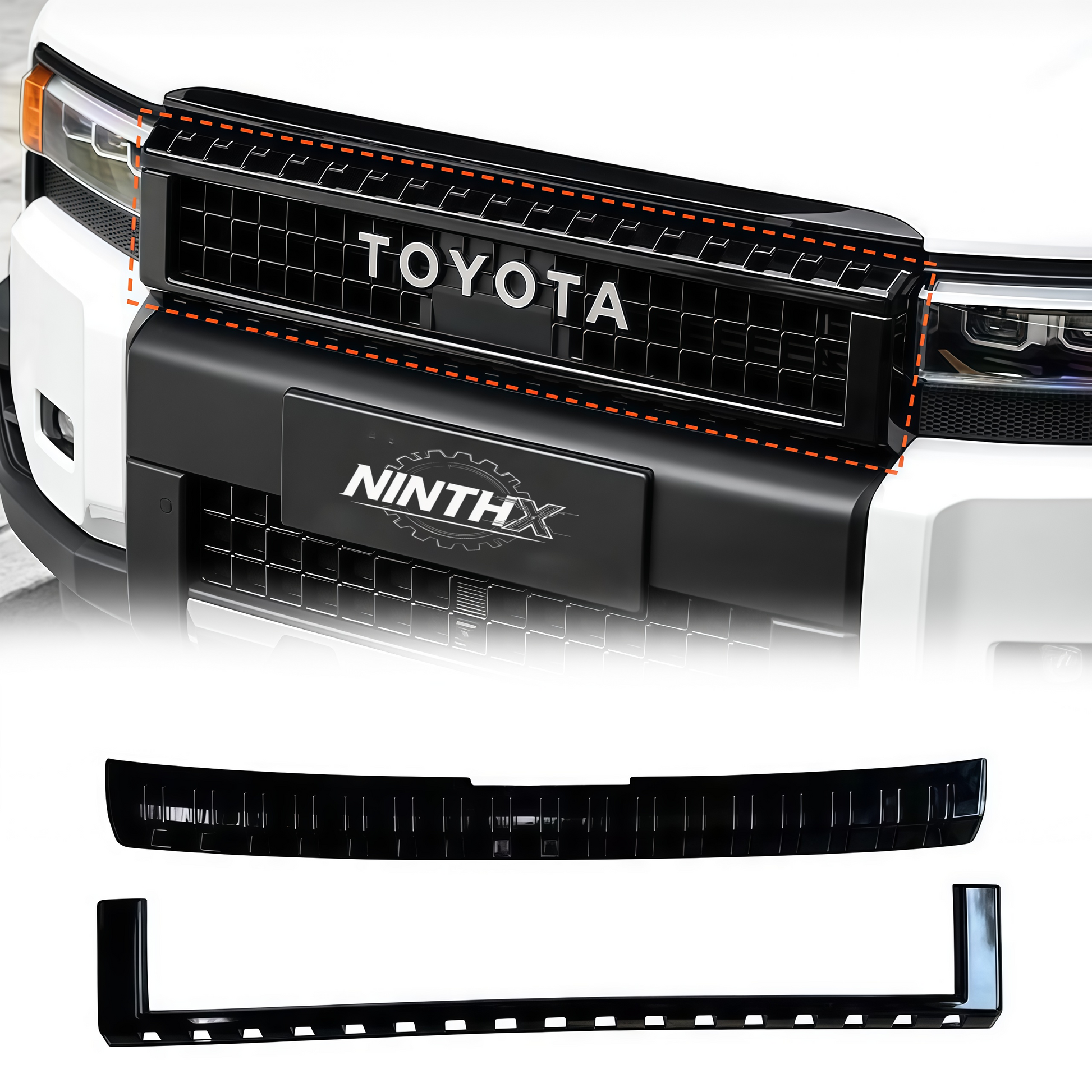 Bold front end styling grille surround trim