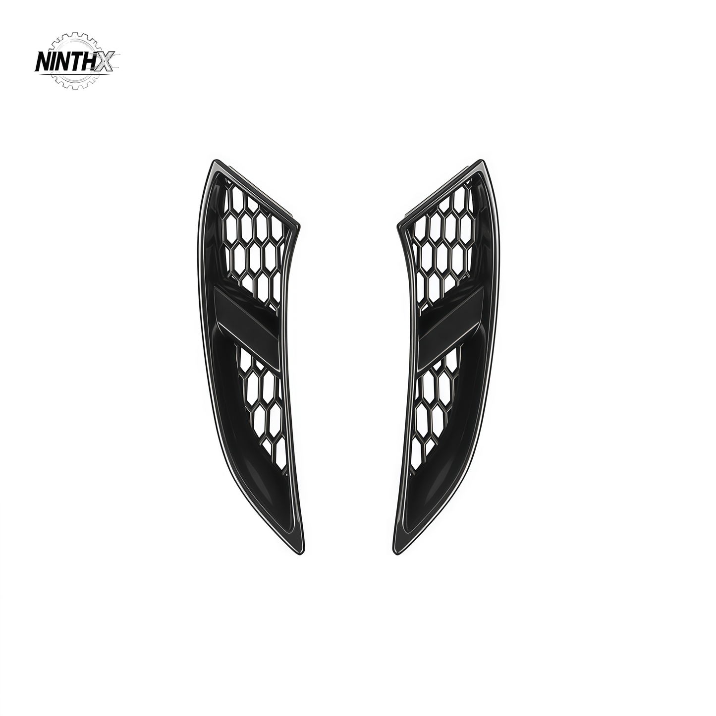 Gloss black honeycomb mesh fog light surround trims, left and right, for Land Cruiser Prado LC250