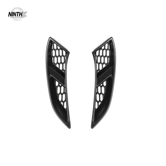 Gloss black honeycomb mesh fog light surround trims, left and right, for Land Cruiser Prado LC250