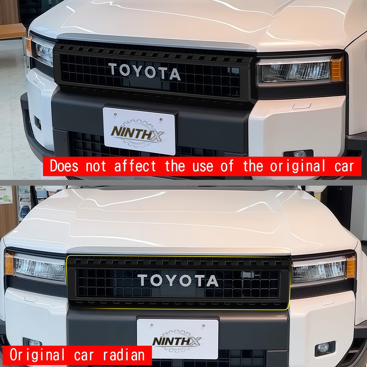 Aggressive front styling grille frame insert