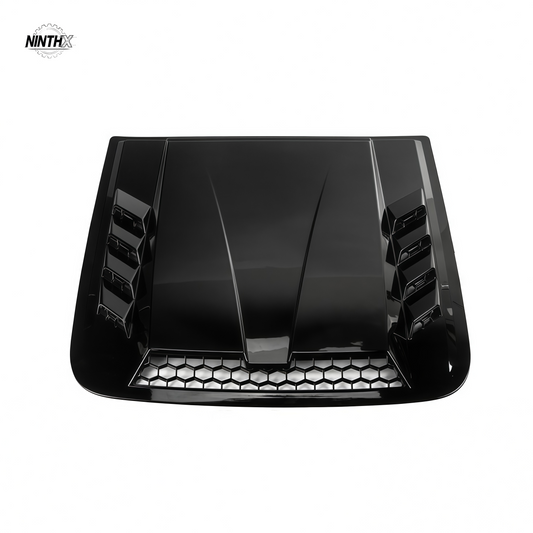 Gloss black hood scoop cover with side louvers and mesh vent for Land Cruiser Prado LC250