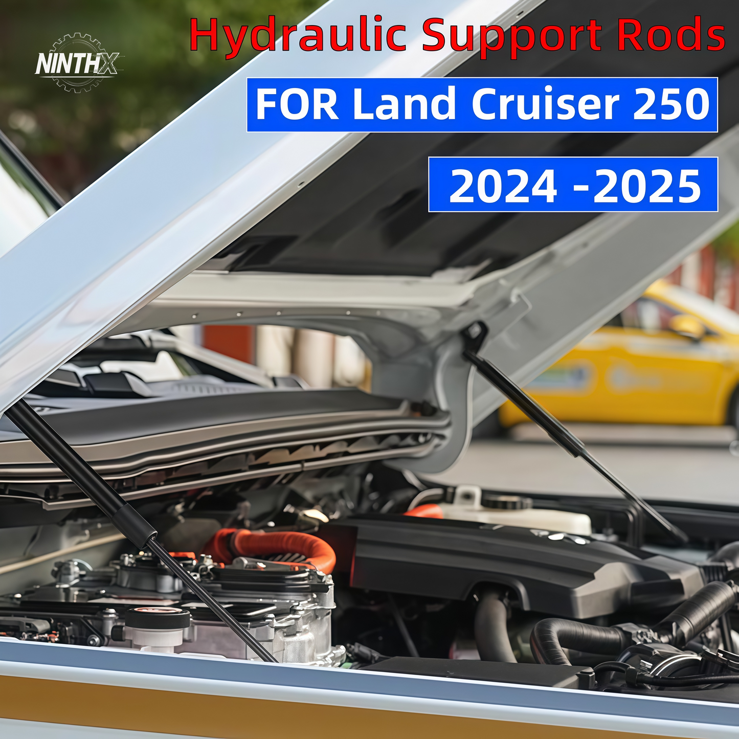 Replaces manual prop rod hood lift gas struts for Land Cruiser Prado LC250