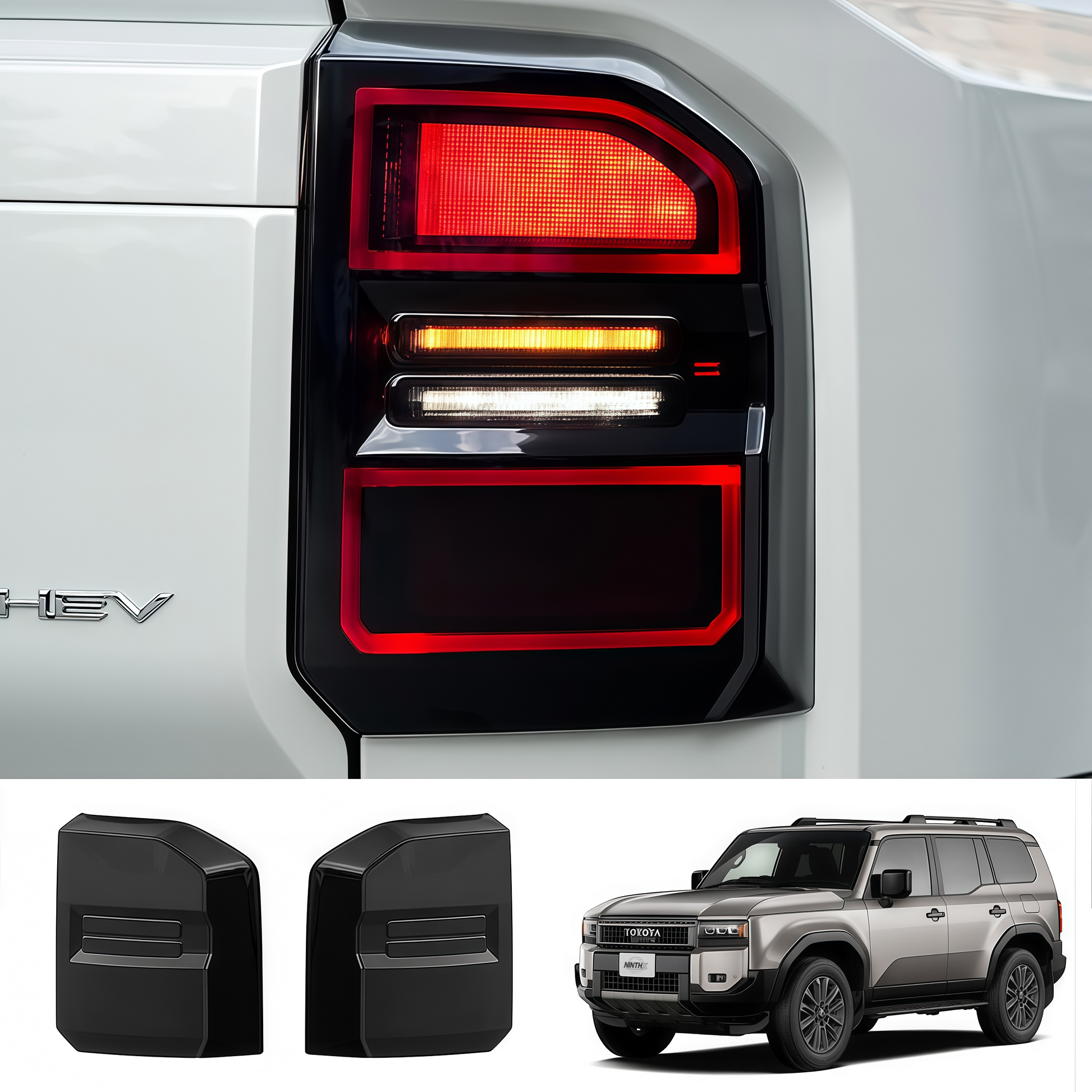 Light passing smoke smoked tail light covers for Land Cruiser Prado LC250