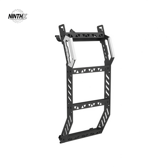 Black bolt-on rear tailgate ladder for Toyota Land Cruiser Prado LC250