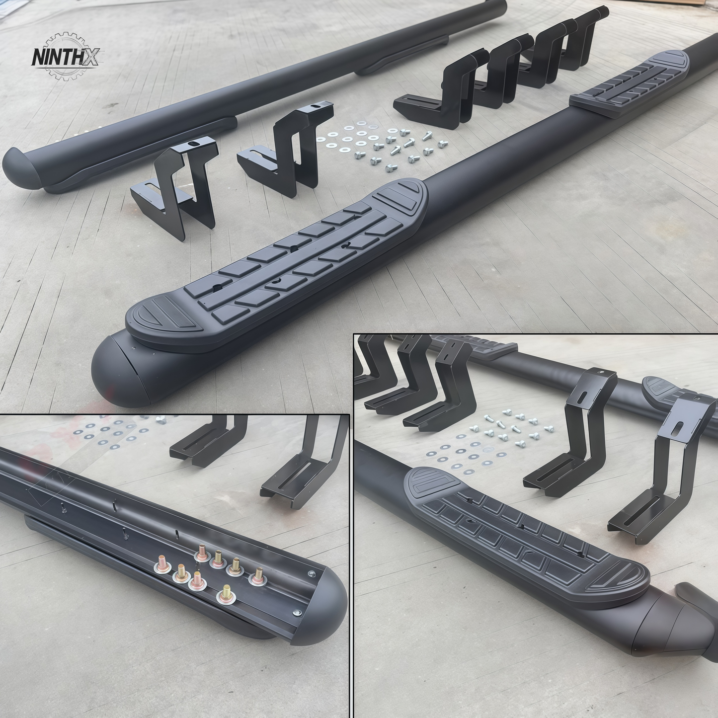 Rugged side profile round tube side steps