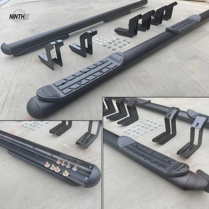 Rugged side profile round tube side steps