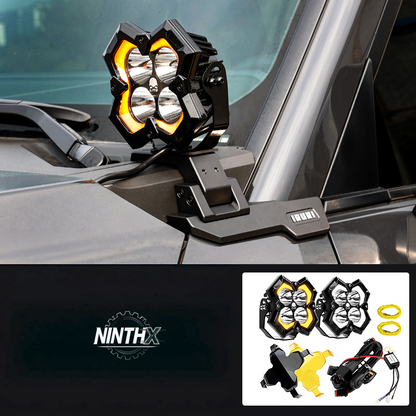 No drill install A-pillar light mounts