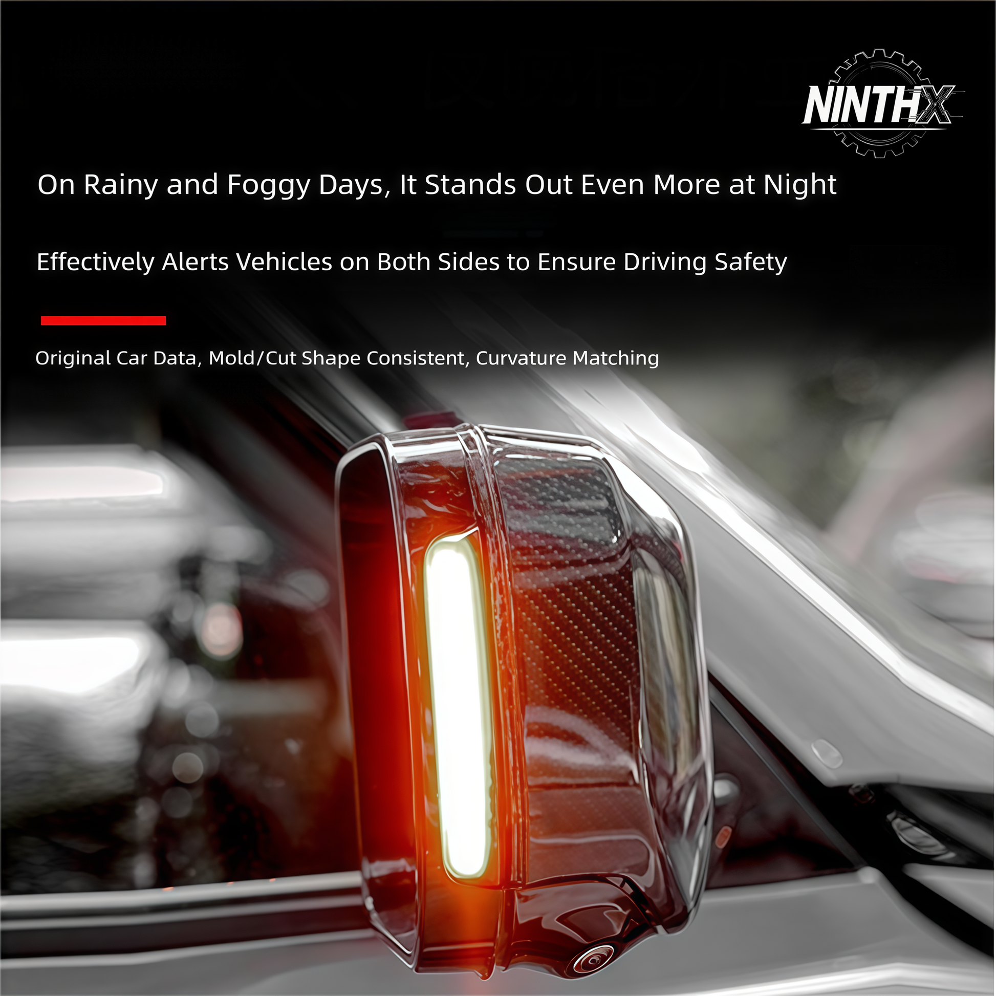 Sequential LED wing side mirror indicators for Defender L663 90/110/130, installed view