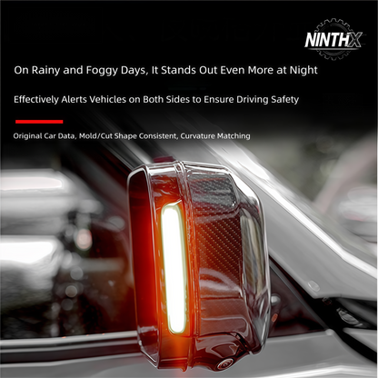 Sequential LED wing side mirror indicators for Defender L663 90/110/130, installed view