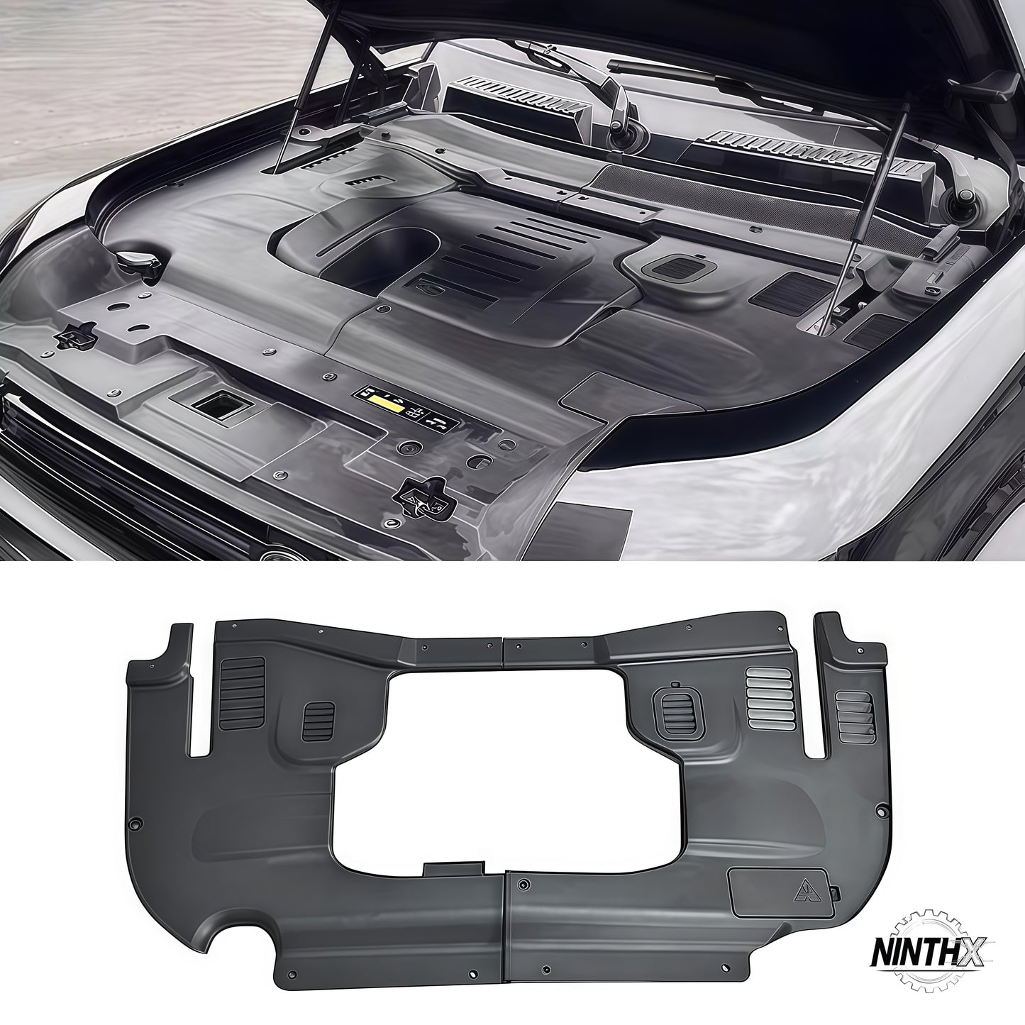 ABS engine bay side panel protection covers for Defender L663 90/110/130, installed view