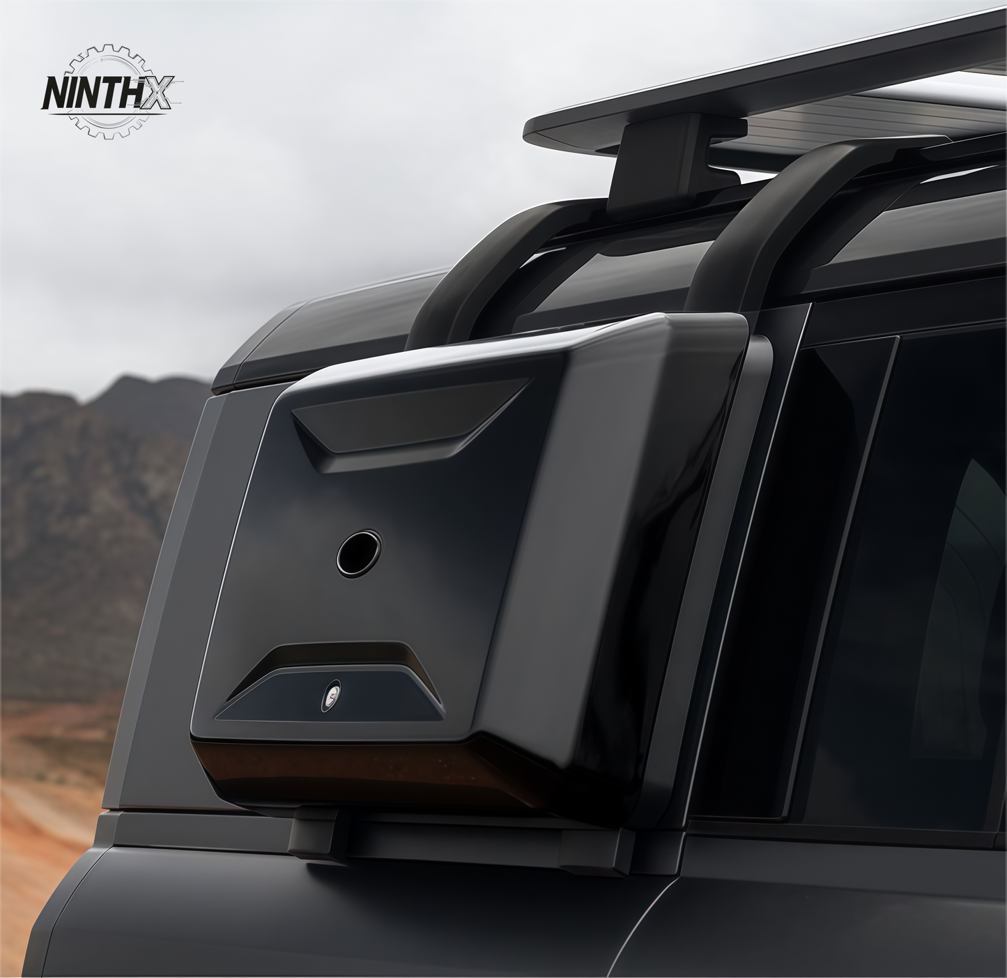 Lockable weatherproof exterior storage box for Defender L663 90/110/130, installed view