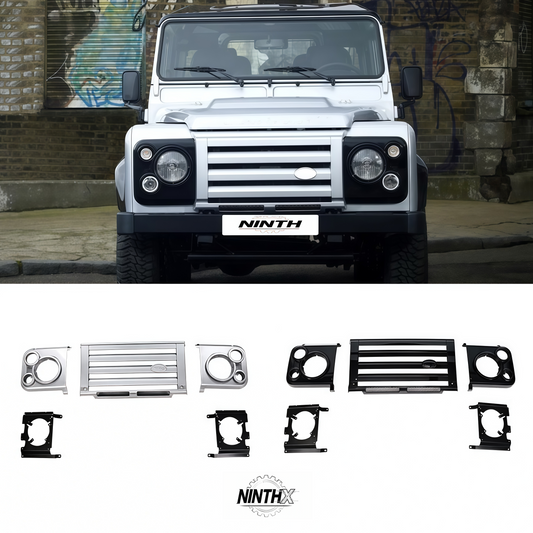 Heritage-style front grille surround 5pc kit for Defender L316 90/110 2006-2016, installed view