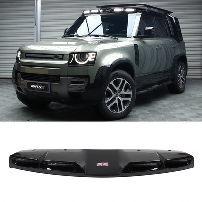 Carbon fiber housing LED roof light bar for Defender L663 90/110/130, installed view