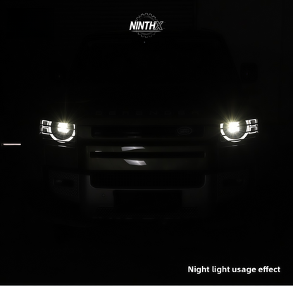 Heavy-duty metal headlight guard grilles for Defender L663 90/110/130, installed view